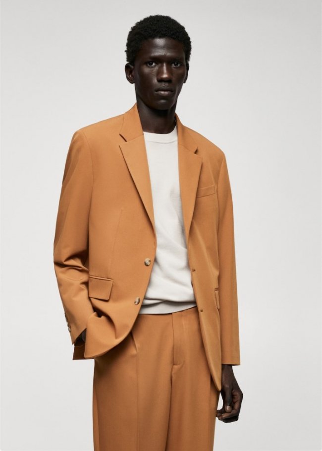 Mango Americana traje regular fit - Naranja