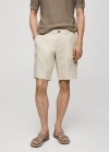 Mango Bermudas slim fit 100% lino - Crudo