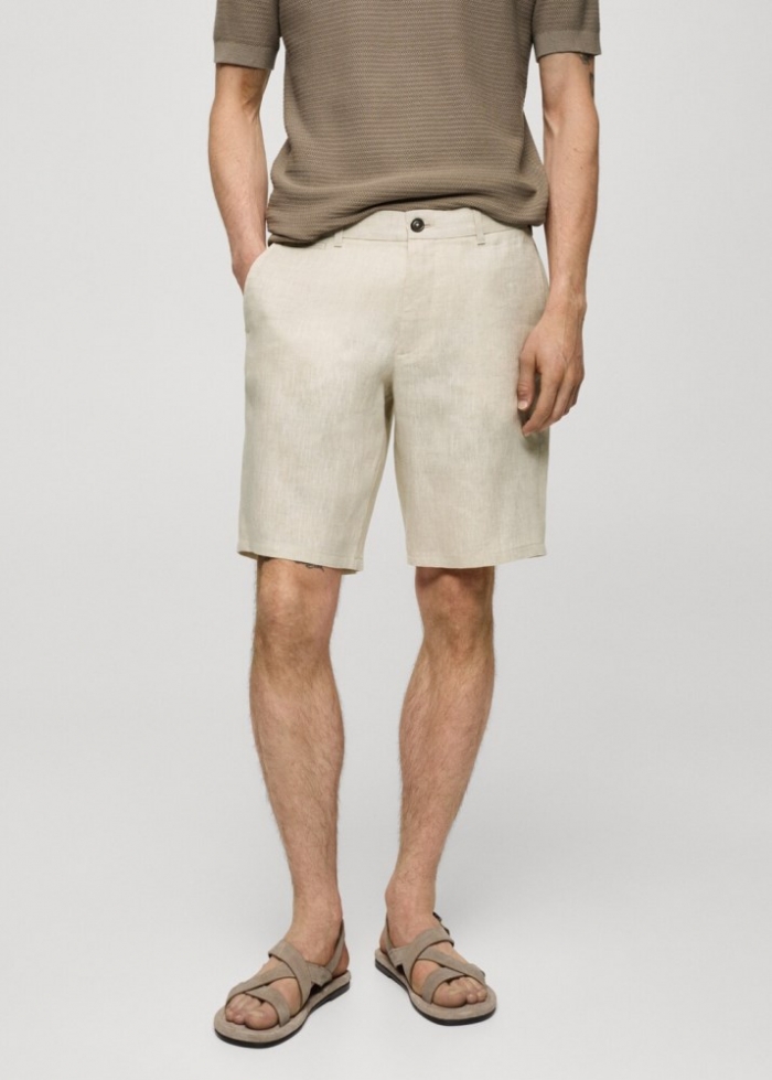 Mango Bermudas slim fit 100% lino - Crudo