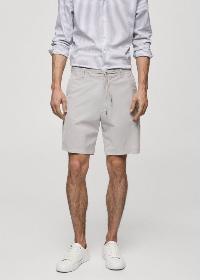 Mango Bermudas regular fit cordón - Gris hielo