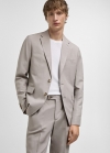 Mango Americana traje slim fit mezcla lino - Gris claro/pastel