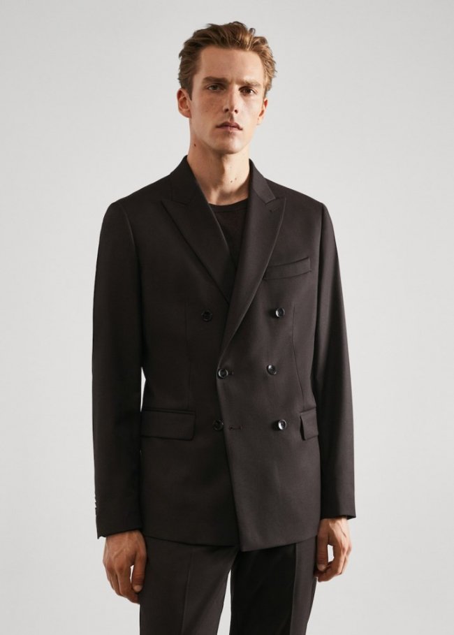 Mango Americana traje slim fit cruzada - Marrón