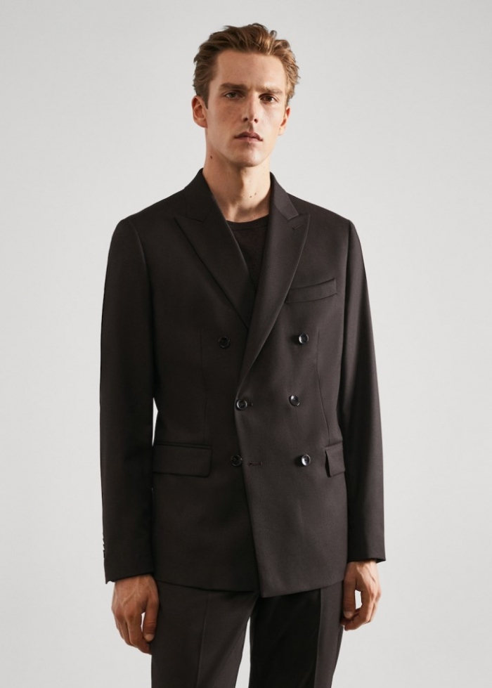 Mango Americana traje slim fit cruzada - Marrón