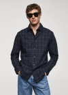 Mango Camisa agoldón franela cuadros - Azul marino