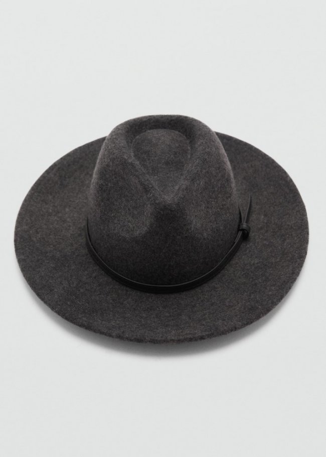 Mango Sombrero lana cinta decorativa - Gris