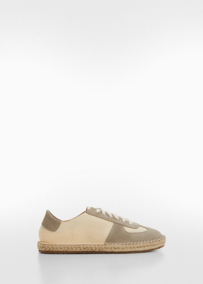 Mango Zapato yute cordones serraje - Crudo