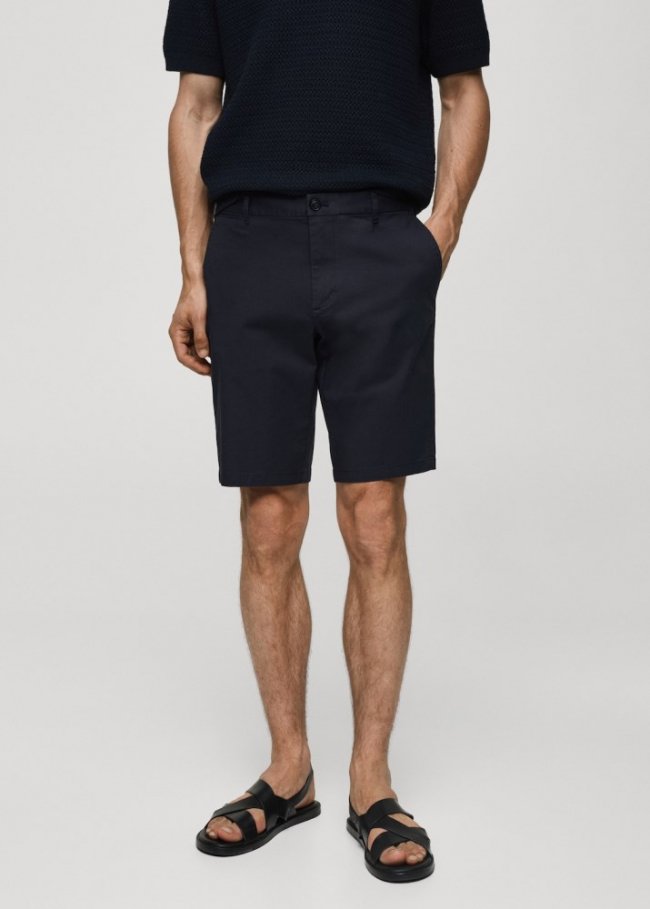 Mango Bermudas slim fit chino algodón - Azul marino oscuro