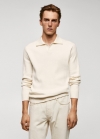 Mango Polo punto fino canalé - Blanco roto