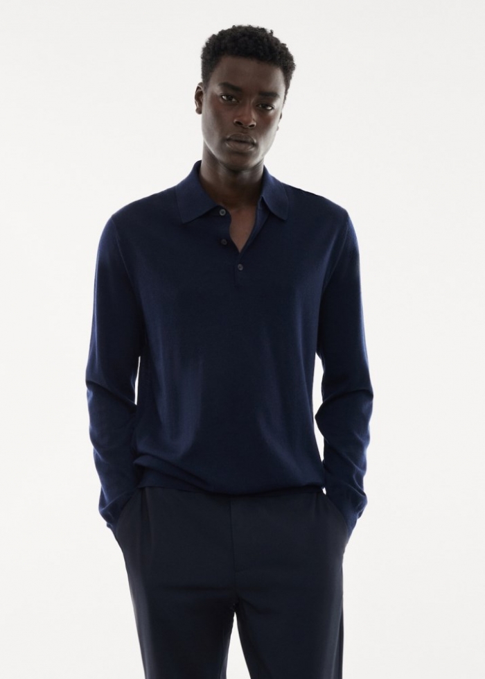 Mango Polo 100% lana merino manga larga - Azul marino