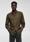 Mango Camisa regular fit Oxford algodón - Khaki