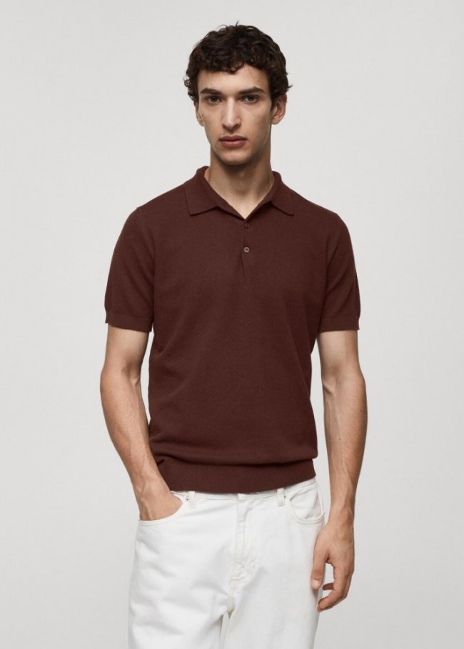 Mango Polo punto manga corta - Burdeos