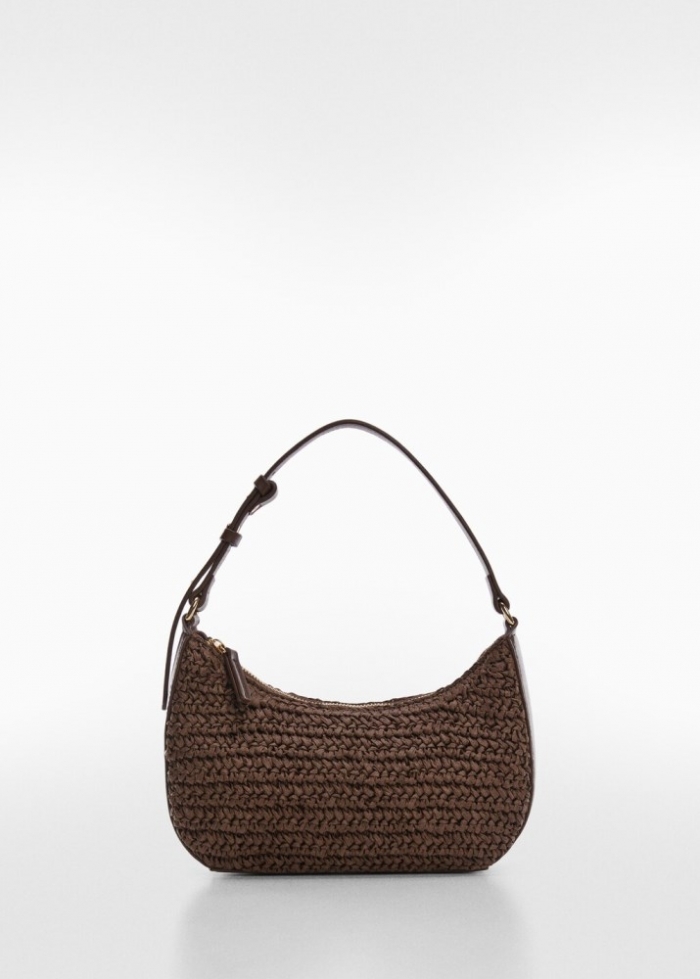 Mango Bolso hombro fibra natural - Chocolate