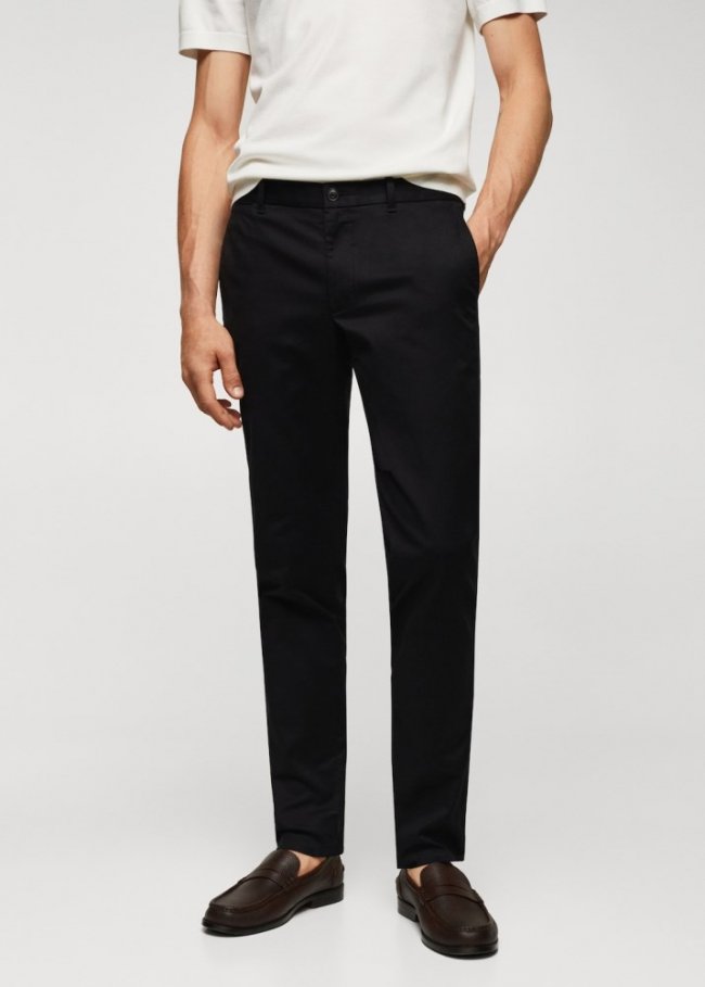 Mango Pantalón chino slim fit sarga - Negro