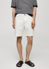 Mango Bermudas slim fit algodón - Blanco roto