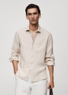 Mango Camisa classic fit 100% lino - Arena