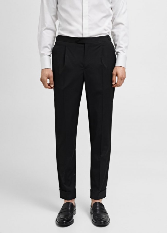 Mango Pantalón traje slim fit stretch - Negro