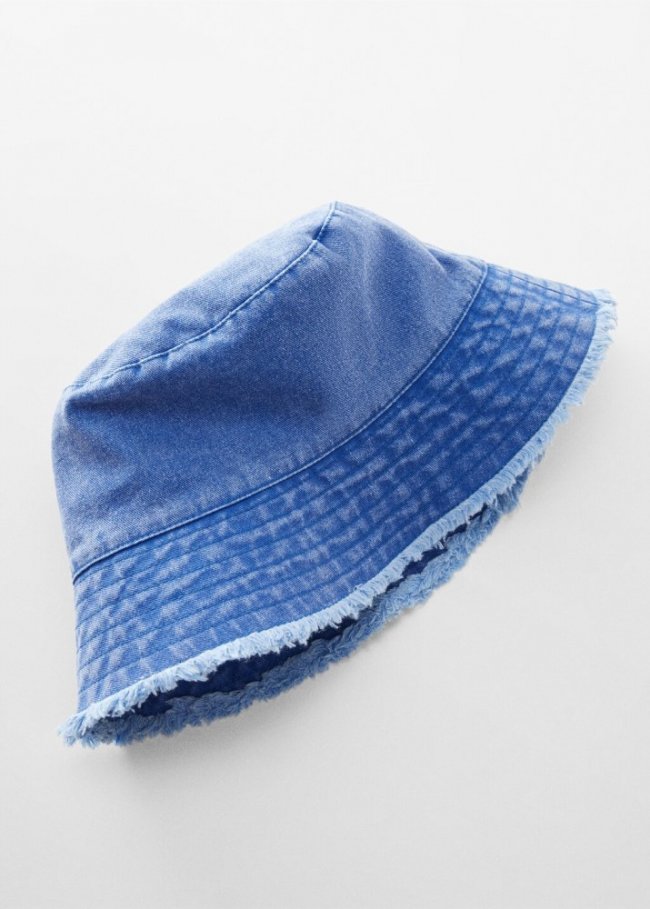 Mango Gorro bucket deshilachado - Azul
