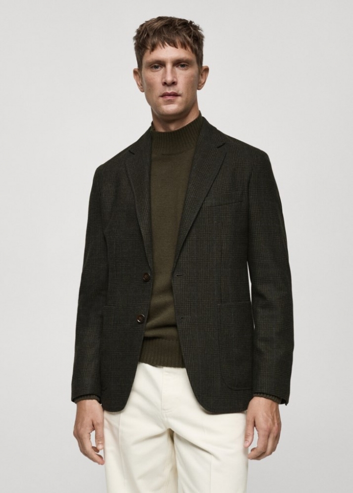 Mango Americana slim fit mezcla lana - Khaki