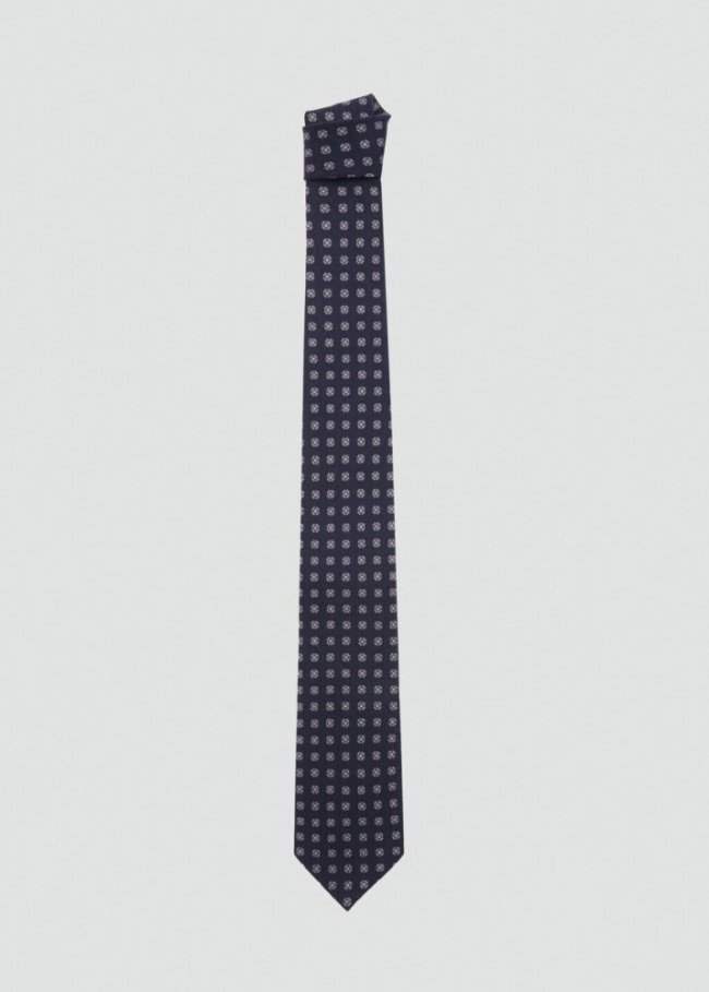 Mango Corbata lana 100% diseño geométrico - Azul marino oscuro