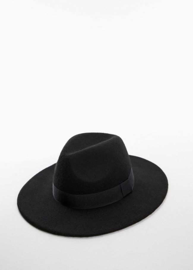 Mango Sombrero 100% lana - Negro