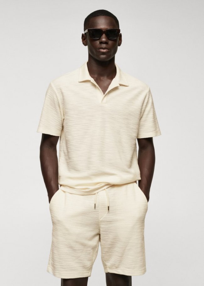 Mango Polo estructura cuello bowling - Crudo