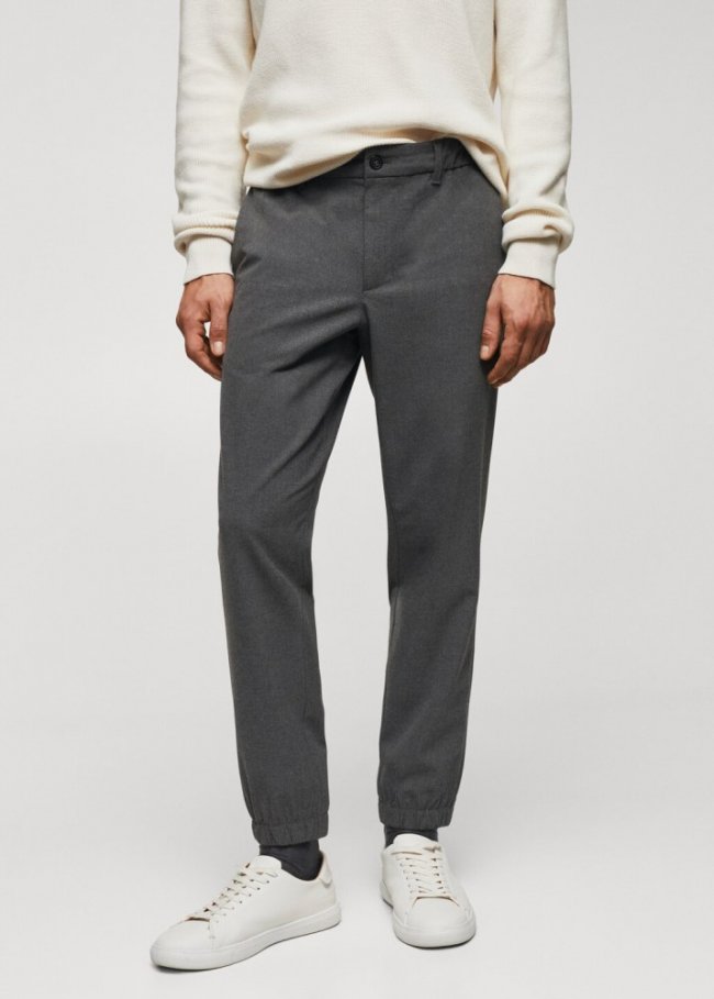 Mango Pantalón jogger slim fit cordón - Gris