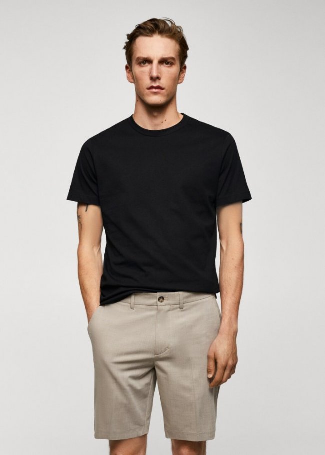 Mango Camiseta básica algodón comfort stretch - Negro