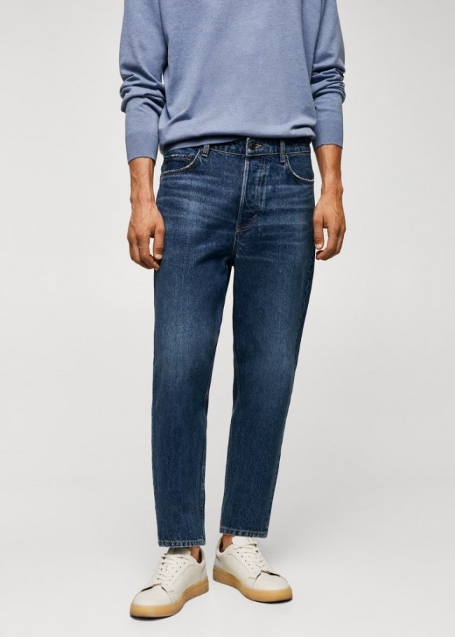 Mango Jeans tapered loose cropped - Azul oscuro