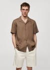 Mango Camisa regular fit cuello bowling - Marrón medio