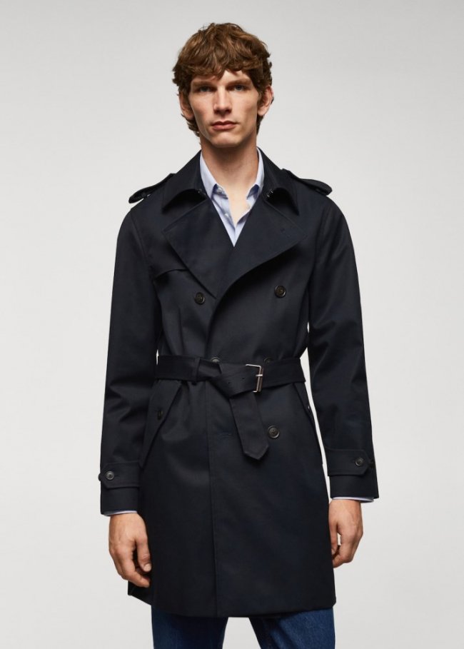 Mango Gabardina clásica water repellent - Azul marino oscuro