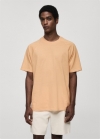 Mango Camiseta algodón relaxed fit - Naranja