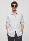 Mango Camisa regular fit 100% lino - Azul celeste