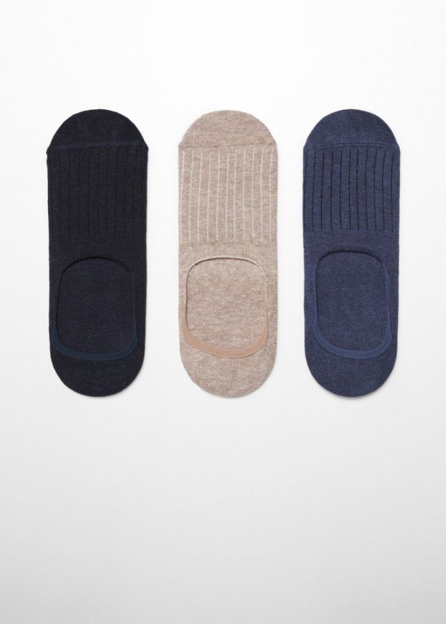 Mango Pack 3 calcetines diseño rayas - Azul celeste