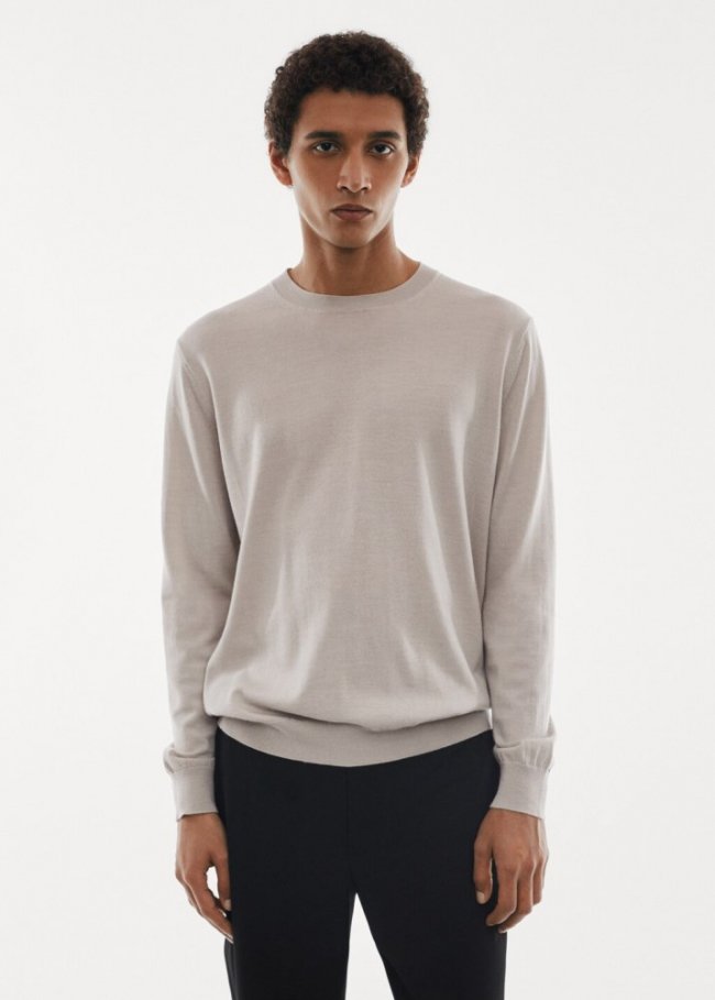 Mango Jersey lana merino lavable - Gris claro/pastel
