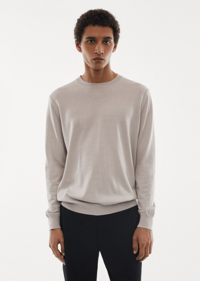 Mango Jersey lana merino lavable - Gris claro/pastel