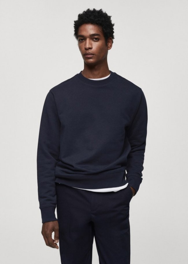 Mango Sudadera básica 100% algodón - Azul marino oscuro
