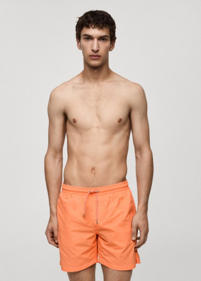 Mango Bañador liso cordón - Naranja flúor