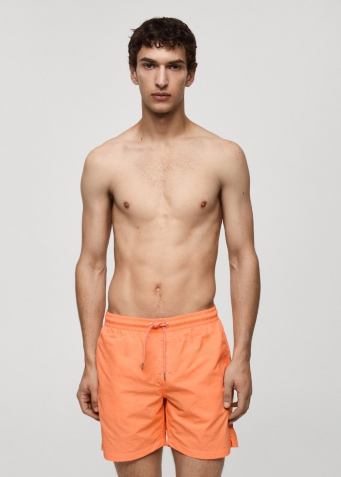 Mango Bañador liso cordón - Naranja flúor