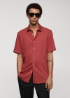 Mango Camisa classic-fit manga corta - Rojo