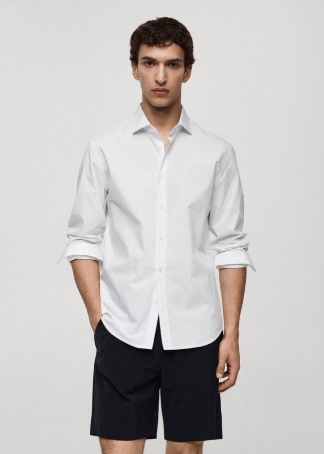 Mango Camisa algodón Coolmax® - Blanco