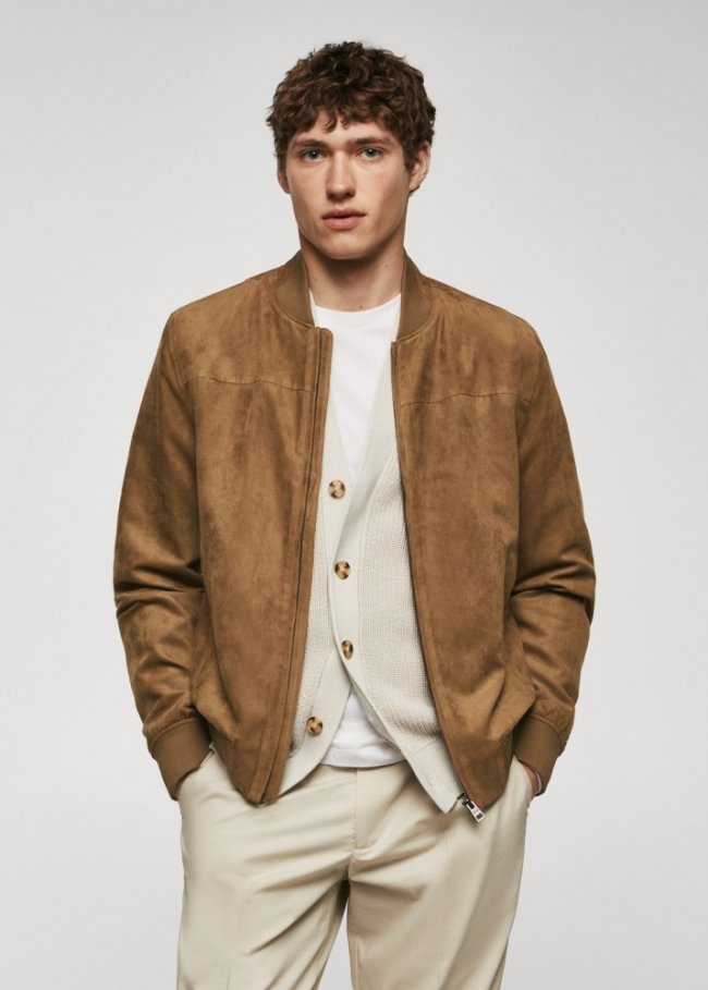 Mango Cazadora bomber efecto ante - Cognac