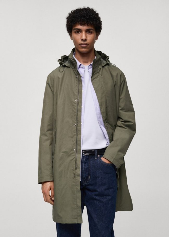 Mango Parka capucha water repellent - Khaki