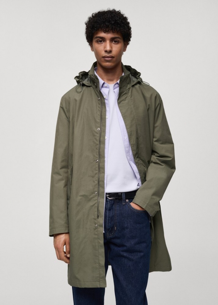 Mango Parka capucha water repellent - Khaki