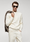 Mango Jersey mezcla lana trenzado - Blanco roto