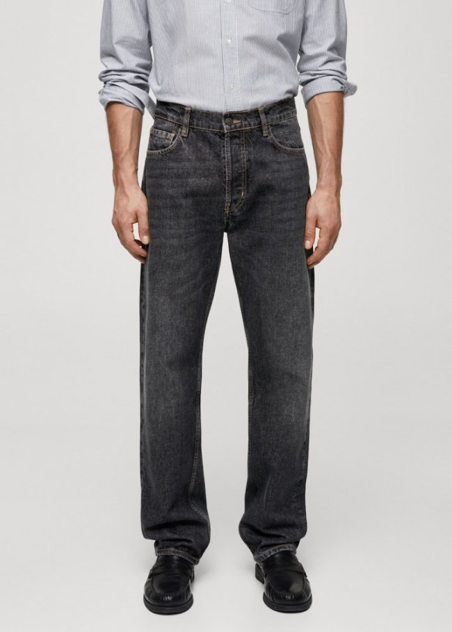 Mango Jeans relaxed fit lavado oscuro - Gris oscuro