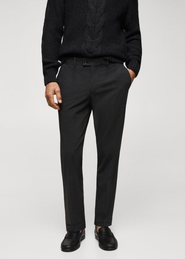 Mango Pantalón cuadro tejido reciclado - Gris oscuro vigoré