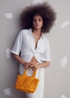 Mango Bolso rafia doble asa - Mostaza