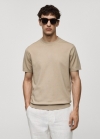 Mango Camiseta punto fino - Beige