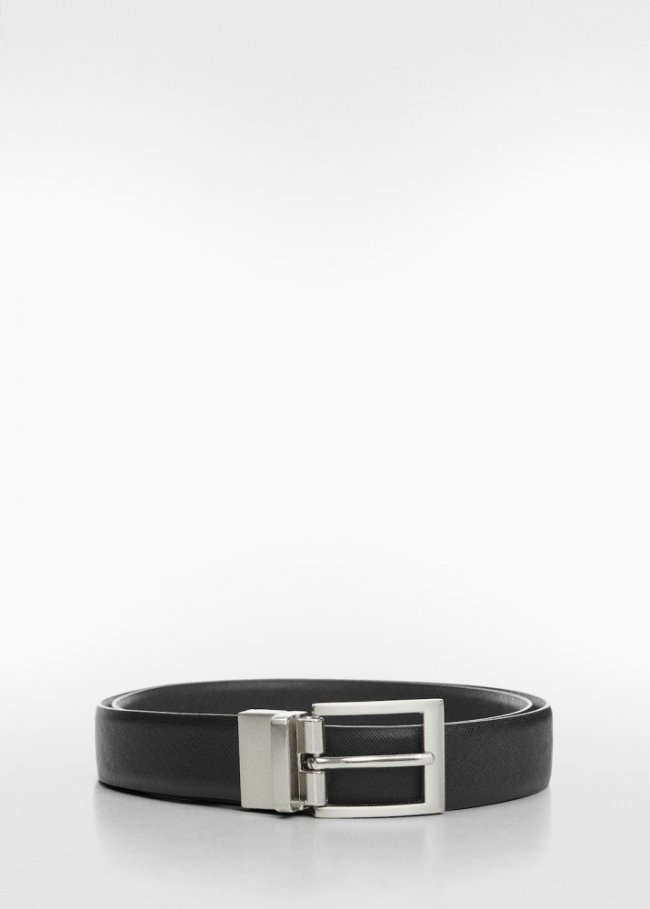 Mango Cinturón piel saffiano - Negro