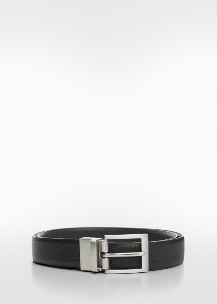 Mango Cinturón piel saffiano - Negro